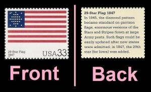 US 3403n The Stars and Stripes 29-Star Flag 1847 33c single MNH 2000