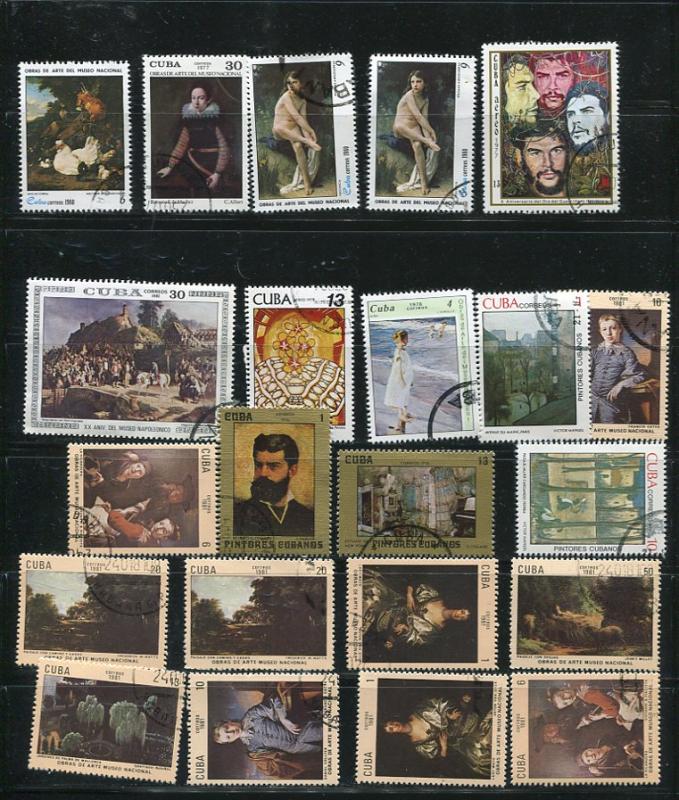 Cuba Accumulation ART 3 Sheets and Stamps Used/CTO 6737