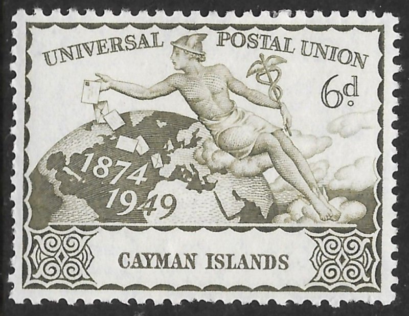 Cayman Islands Scott 120 MLH 6d olive Universal Postal Union Issue of 1949, UPU