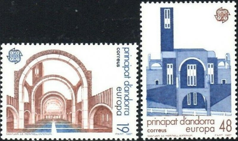 Spanish Andorra 1987 #178-9 MNH. Europa, architecture