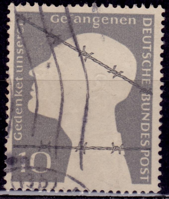 Germany, 1953, War Prisoner and Barbed Wire, 10pf, sc#697, used