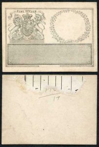 1830 Irish identity card for the Window Officer POST OFFICE and Royal Coat of A