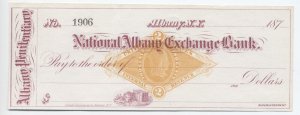 1870s unused check Albany Penitentiary NY RN-G1 [6514.36]