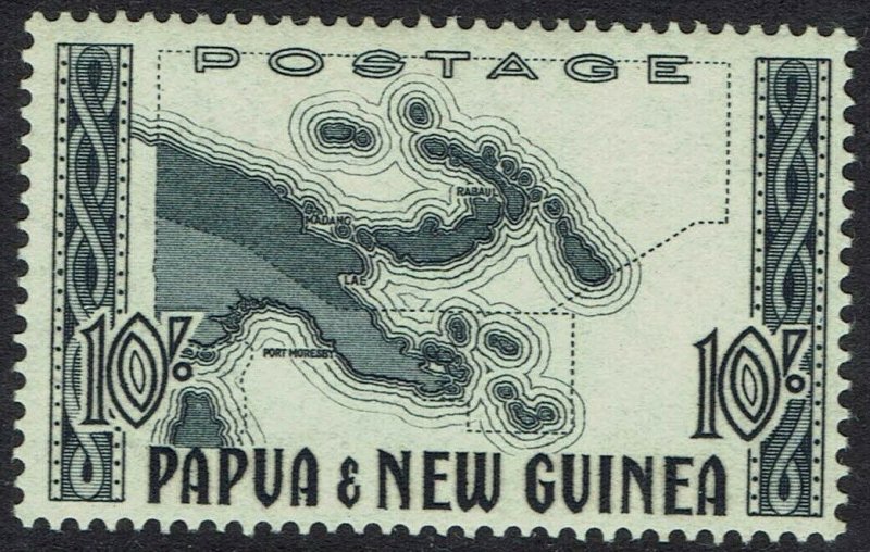 PAPUA NEW GUINEA 1952 MAP 10/- MNH **