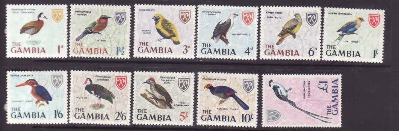 Gambia-Sc#215-27 ex 215,218- id12-unused NH set-Birds-1966-