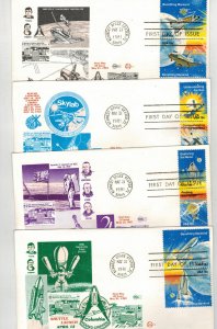 ACHIEVEMENTS 1912/1919 CMPLT SET 8 STAMPS ON 4 SPACE VOYAGE KENNEDY SPACE CENTER
