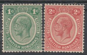 BRITISH HONDURAS 1922 KGV 1C AND 2C