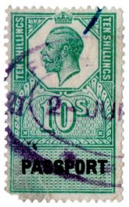 (I.B) George V Revenue : Passport Office 10/-