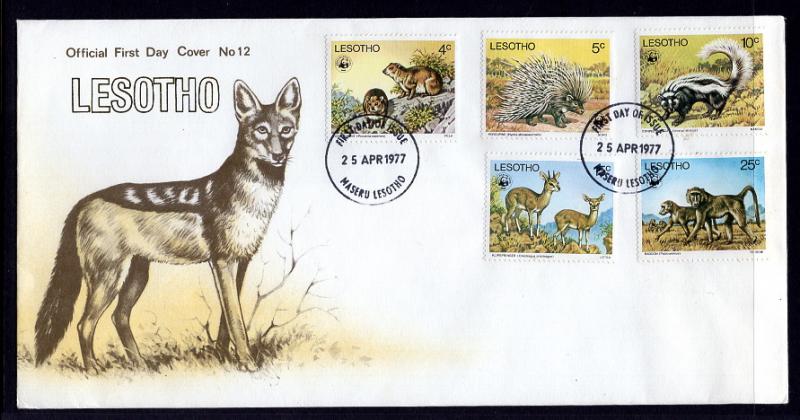 Lesotho 228-232 Mammals WWF U/A FDC