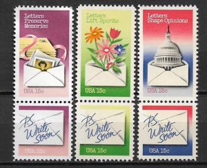 1980 #1805-10 complete National Letter Writing Week set of 6 MNH