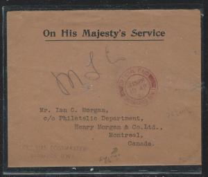 BARBADOS (PP2912B) 1941 OHMS OFFICIAL PAID TO CANADA