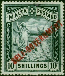 Malta 1922 10s Blue-Black SG105 Fine Used