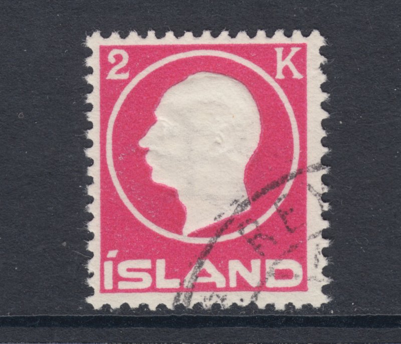 Iceland Sc 97 used. 1912 2k rose Frederik VIII, REYKJAVIK cancel, fresh, sound