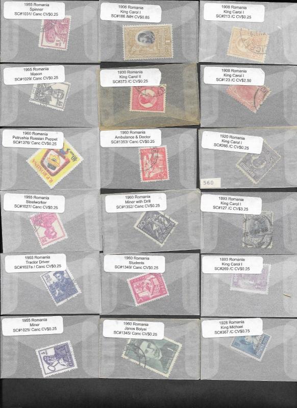 Wonderful Romania Large Early Collection in 75 Glassine Envelops 
