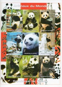 Guinea 1998 PANDAS WWF W/Logo Sheet (9) Imperforated Mint (NH)