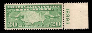 MOMEN: US STAMPS #C9 PLATE SINGLE AIRMAIL MINT OG NH XF+ LOT #87147*