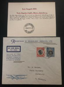 1935 Beira Mozambique First Flight Airmail Cover FFC To Salisbury Rhodesia