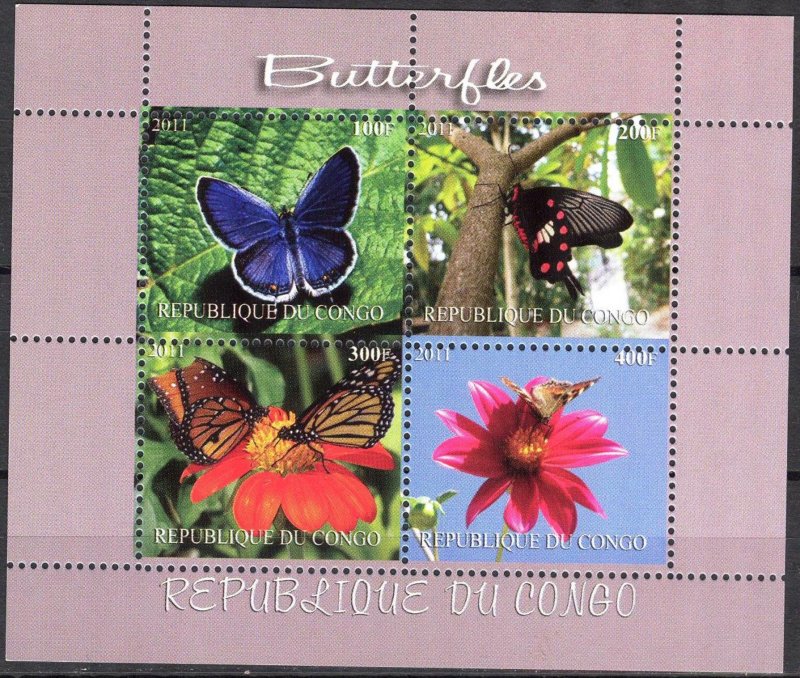 Congo 2011 Butterflies (4) MNH Cinderella !