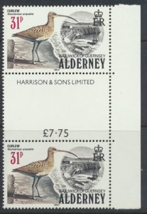 Alderney  SG A17  SC# 17 Birds  MNH Gutter Pair see scan 