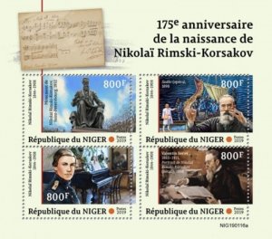 Niger - 2019 Nikolai Rimsky-Korsakov - 4 Stamp Sheet - NIG190116a