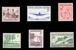 Cocos Islands #1-6 Cat$26.26, 1963 3p-2sh6p, set of six, never hinged