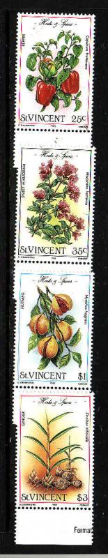 St. Vincent-Sc#829-32-Unused NH set-Herbs & Spices-1985-