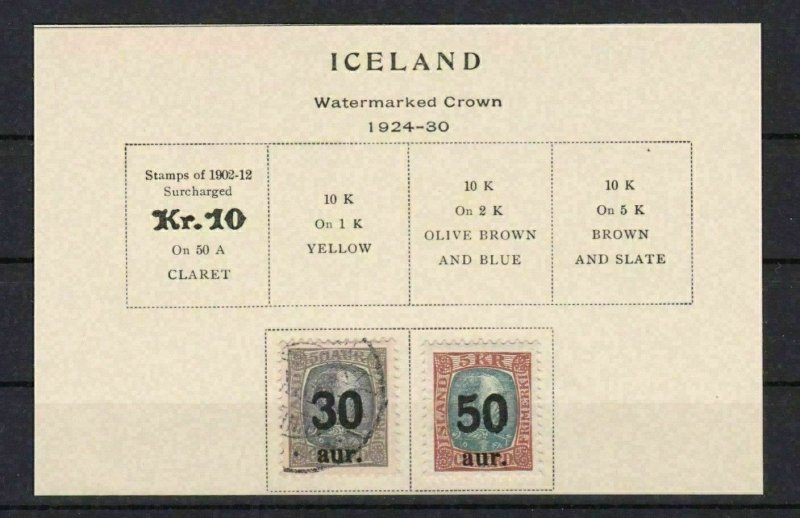 ICELAND 1924 -30  MOUNTED MINT & USED SURCHARGES   STAMPS  REF 5780