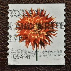 US Scott # 4167; used 41c Dahlia coil from 2007; VF centering; off paper