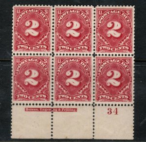 USA #J30 Very Fine Never Hinged Plate Block Of Six **With Certificate**