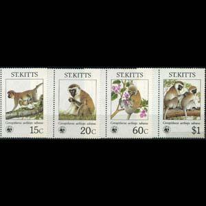 ST.KITTS 1986 - Scott# 189-92 Green Monkeys Set of 4 NH