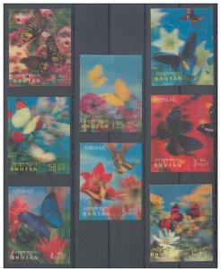 BHUTAN 8 SETS 3D BUTTERFLIES INSECTS