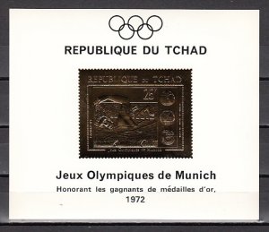 Chad, Scott cat. 236 E.. Munich Summer Olympics, Swimmer Gold Foil s/sheet.