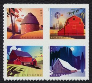 U.S.#5549a Barns 36c Postcard Rate Block of 4, MNH.