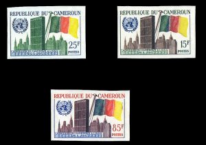 Cameroun #340-342, 1961 United Nations, imperf. set of three, never hinged