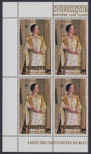 Penrhyn 80th Birthday of The Queen Mother Block of 4 1980 MNH SC#117 SG#150