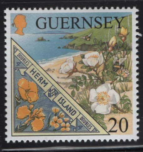 Guernsey 1999 MNH Sc 680 20p Burnet roses. Shell Beach Herm Island EUROPA