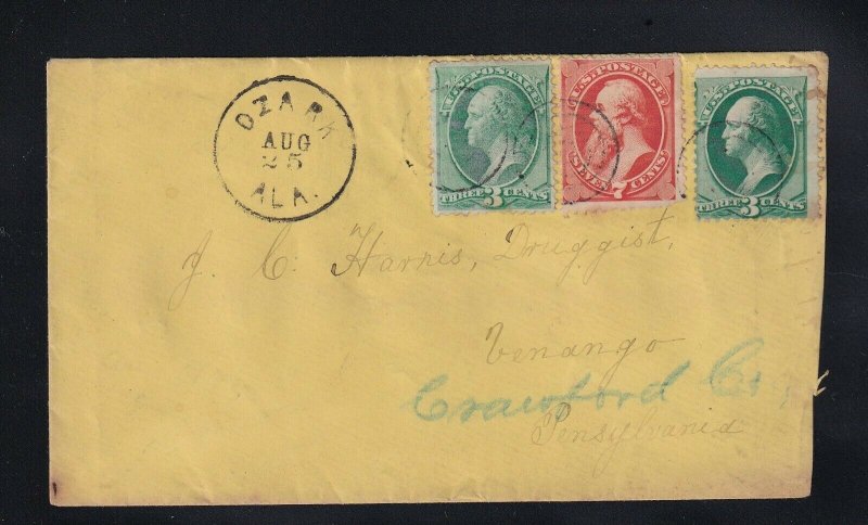 Scott # 160 & 184 (2) on cover From Ozark ALA neat cancels nice ! see pic ! 