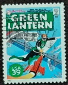 US Scott # 4084l; used 39c Green lantern cvr  from 2006; VF centering; off paper