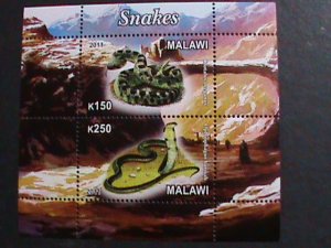 ​MALAWI-2011-COLLECTIBLES- THE LOVELY BEAUTIFUL SNAKES MNHS/S VERY FINE