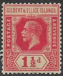 Gilbert & Ellice # 29 George V  - 1½d. Red  1924 (1) VF Unused