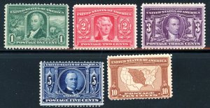 USAstamps Unused FVF US 1904 Louisiana Purchase Scott 323 - 327 OG MHR SCV $305