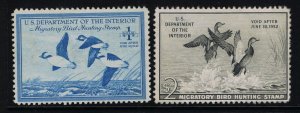 VERY AFFORDABLE GENUINE SCOTT RW15 & RW18 F-VF MINT NG SET OF 2 DUCK STAMPS