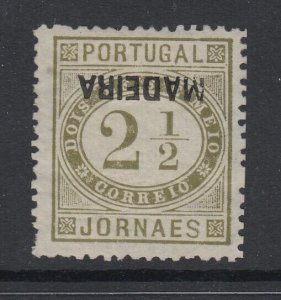 Madeira, Scott P1a, MLH, Inverted Overprint