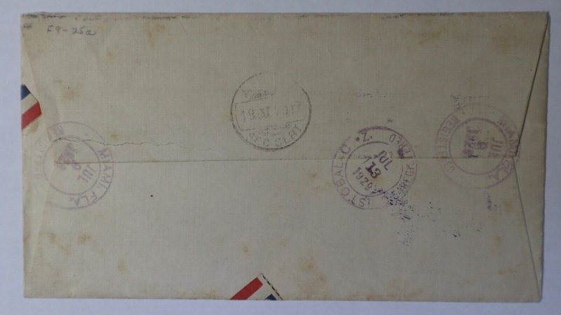 1929 FAM9 -25a Miami FL First Flight Canal Zone Chile Reg Cristobal $1+55c Cover