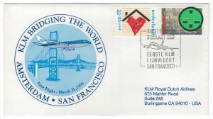 Netherlands 1993 Cover Stamps First Flight Amsterdam San Franc United States KLM