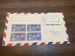 KAPPYS CV26 NEWFOUNDLAND 1939 ROYAL VISIT REGISTERED COVER TO USA