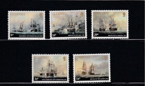 Guernsey # 325-329,  Naval Battles,, Mint NH, 1/2 Cat.