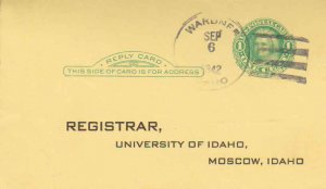 United States Idaho Wardner 1942 4f-bar  1887-1973  Postal Card  Printed Retu...