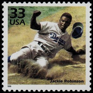 1999 Jackie Robinson Black Heritage Single 33c Postage Stamp, Sc# 3186c MNH, OG