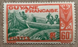 French Guiana 1940 60c Shooting Rapids in canoe. SEE NOTE. Scott 126, CV $0.75